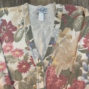 Gabriella T. Floral Cardigan Sweater Made in Italy Button Long Sleeve Women's M